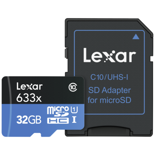 Memoria microSDHC Lexar 32GB 633x UHS-I + Adaptador