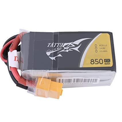 Tattu 850mAh 14.8V 75C 4S1P Lipo Battery Pack with XT60